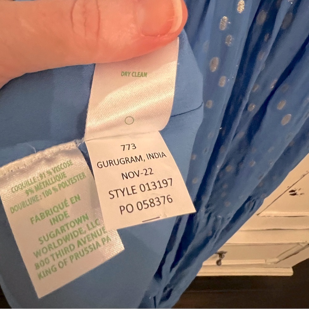 Lilly Pulitzer Beccalyn maxi dress boca blue viscose metallic clip dobby | L - Picture 12 of 15